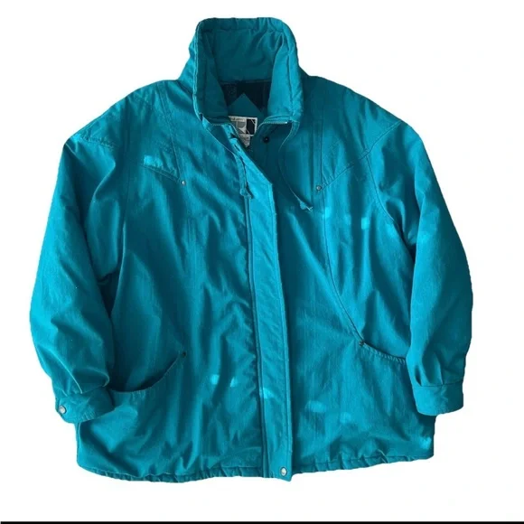 Vintage Ryan Scott Teal Coat with Plaid Lining - Picture 3 of 8